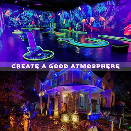 Image of 2 Pack 50W LED Light, uv lamp for Glow Party, Glow in The Dark Party Supplies IP65 Waterproof Black UV Floodlight for Light Party