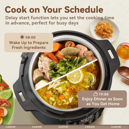 Image of 12-in-1 Electric Pressure Cooker 8 Quart, 1200W olla de presion Multi-Cooker with Stainless Steel Pot, Slow Rice Cooker, Saute, Steamer, Yogurt & Food Warmer, Delay Timer, Black