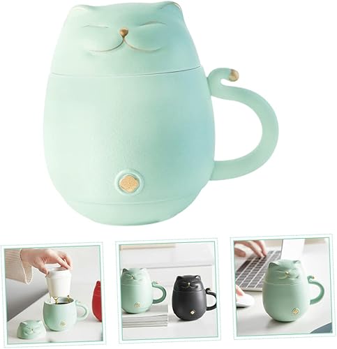 Miniatura 4 de Didiseaon Taza de té Taza de café para el hogar Vaso de café con tapa Taza de cerámica con tapa Vasos para beber con tapas Taza de café de cerámica