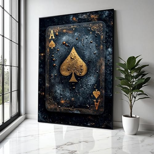 Impression As de Pique sur toile de qualité supérieure or et noir déco