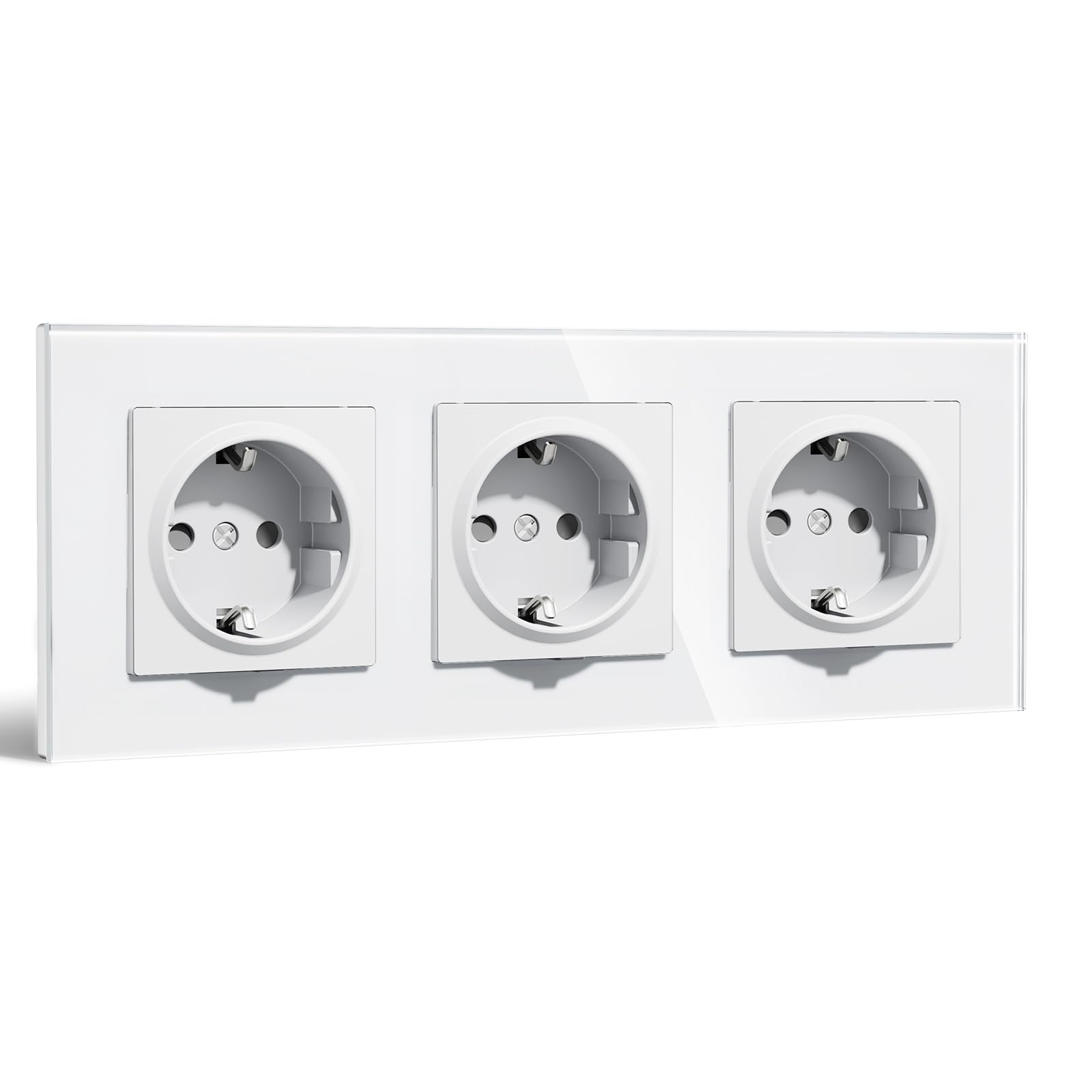 BSEEDLIFE 86mm Schuko Steckdose Unterputz EU-Standard, 1/2/3/4/5 Fach Wandsteckdose mit Glas Rahmen Einfache Installation,Inzelsteckdose mit Krallen