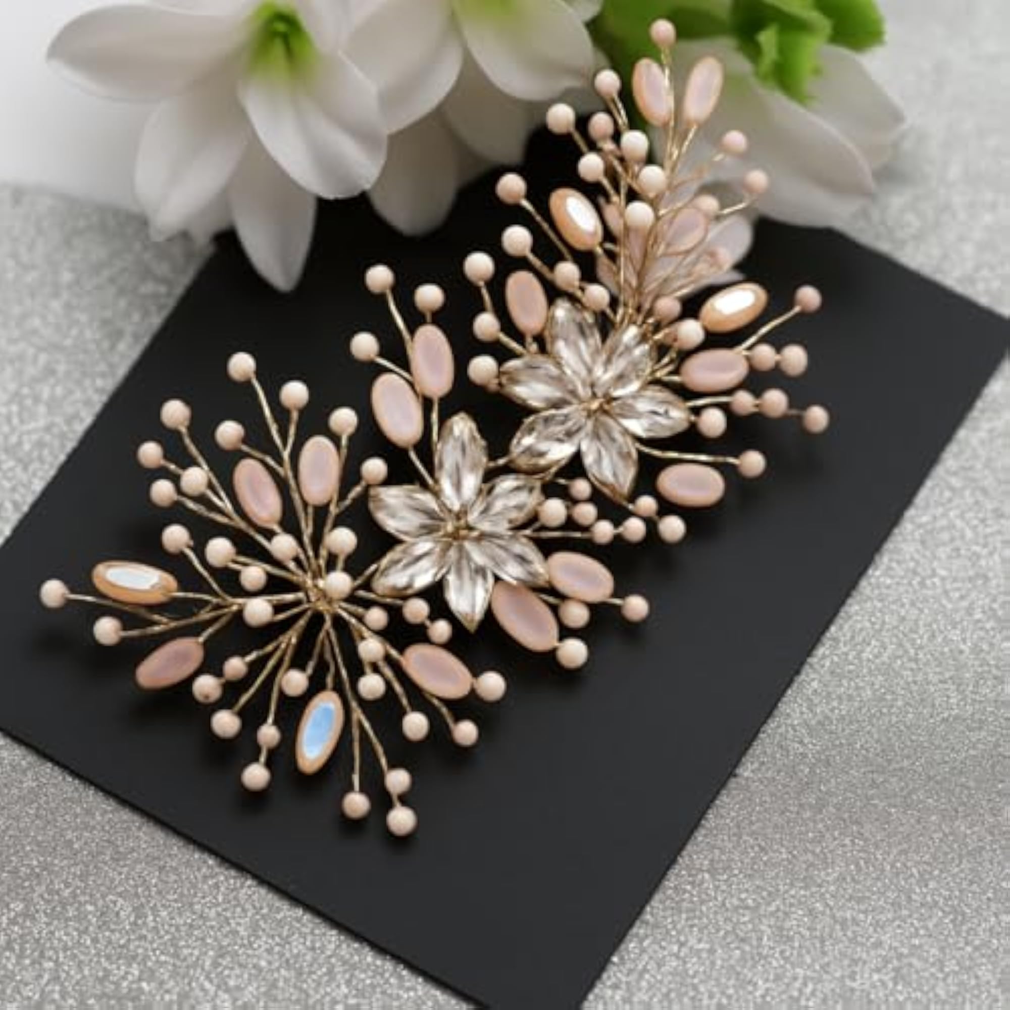 Wedding Hair Pins Handmade Pearl & Crystal Tiara