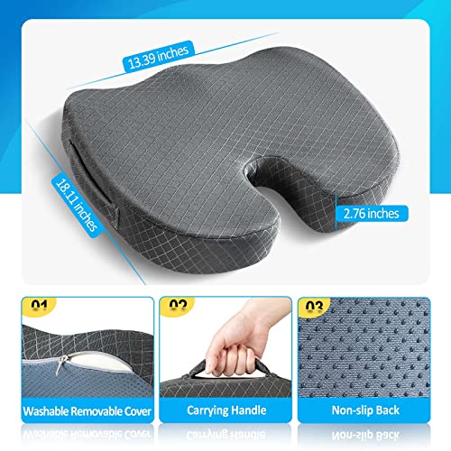 Seat Cushion Office Chair Cushions, Memory Foam Butt Pillow For Computer Desk, Wheelchair, Driving, Car Seat Cushion Non-Slip Sciatica & Back Coccyx Tailbone Pain Relief Chair Pad #TOP1