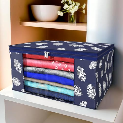 Image of Kuber Industries Saree Covers With Zip|Saree Covers For Storage|Saree Packing Covers For Wedding|Pack of 9 (Black & White)