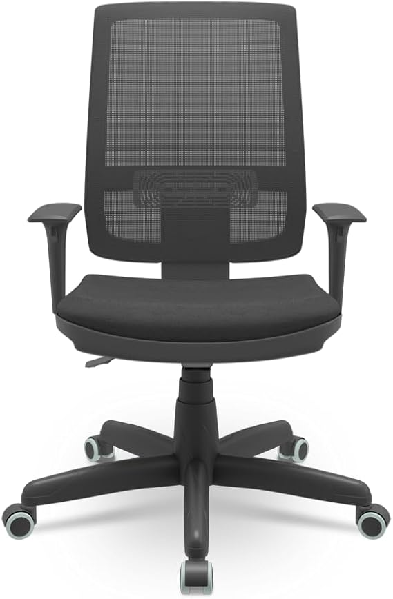 Cadeira Presidente Brizza Tela Back System Com Assento Crepe Plaxmetal Preta