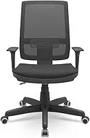 Cadeira Presidente Brizza Tela Back System Com Assento Crepe Plaxmetal Preta