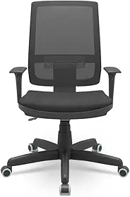 Cadeira Presidente Brizza Tela Back System Com Assento Crepe Plaxmetal Preta