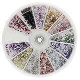 Premium MASH 1200 Piece 12 Color Nail Art Nailart 3D Design Moon Shape Rhinestones