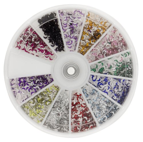 Premium MASH 1200 Piece 12 Color Nail Art Nailart 3D Design Moon Shape Rhinestones