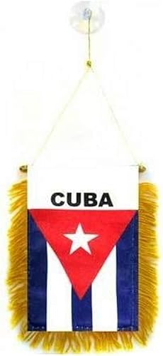 AZ Flag Cuba Mini Banner 5.9 x 3.9in - Banderín cubano 5.9 x 3.9in - Mini banners 4x6 pulgadas ventosa suspensión
