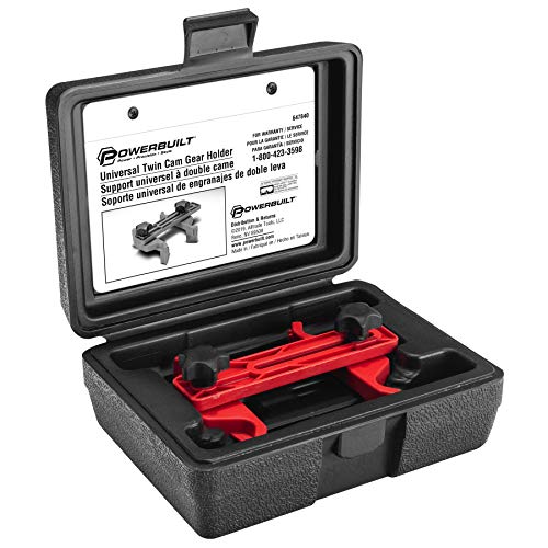 Powerbuilt Universal Twin Cam Holding Tool – Securely Holds Camshaft Timing Gears for Servicing Cams, Belts, Tensioners & More – Includes Storage Case & Instructions – 647840