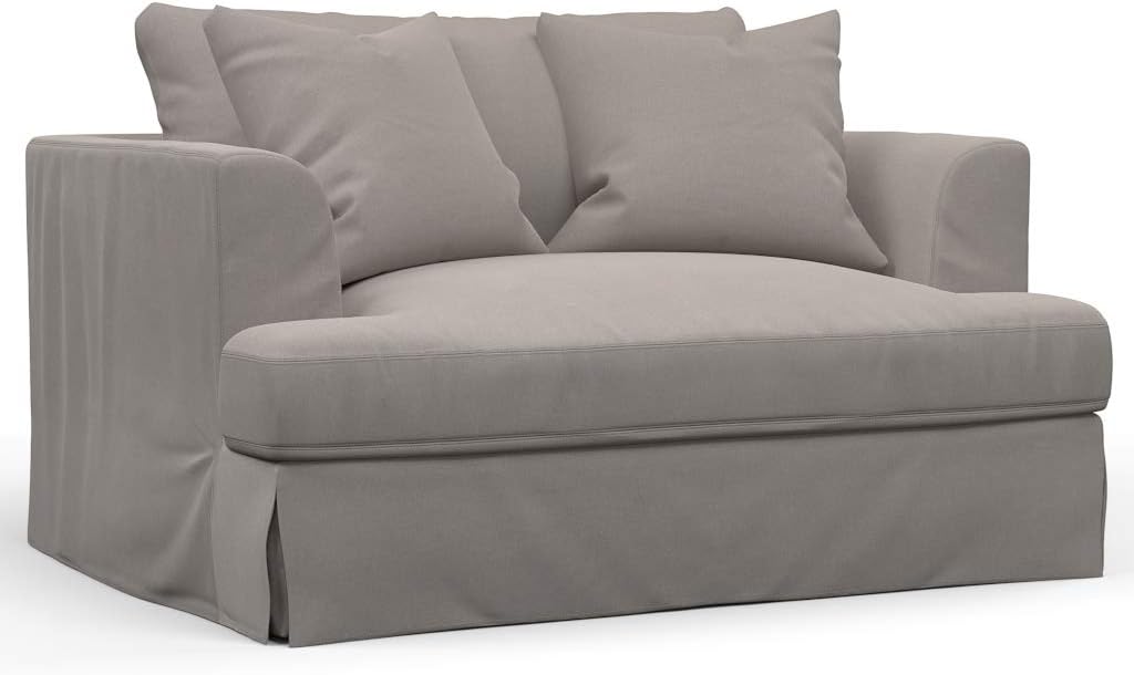 Sunset Trading Newport Slipcover Only for 52" Wide Chair and A Half | Stain Resistant Performance Fabric | 2 Throw Pillow Covers | Gray