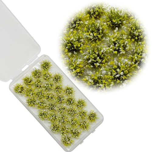 Woohome Static Grass Tuft Model Gras s Tufts, 128 PCS Railway Artificial Grass 4 Colors Bushy Tuft Flower Cluster Vegetation Groups for DIY Building Model Train Landscape Railroad Scenery - Image 2