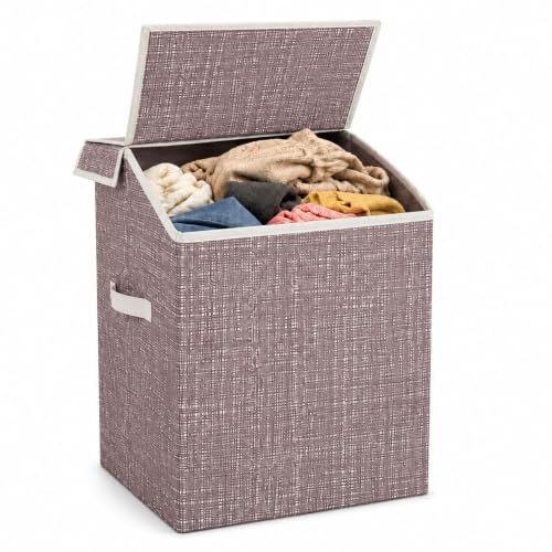 Image of 75 Liter Non Woven Laundry Basket with 2 Side Pockets for Socks and Handkerchief |Foldable Clothes Storage Bin Organizer for Dirty Clothes, Kids Toys, Bedroom & Bathroom (red cross)