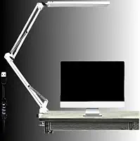 Luminária de mesa LED com braço articulado(articulável) e braçadeira, 3 modos de brilho de iluminação, Lâmpadas de mesa de leitura para escritório, rotação de 360°, Estudos com clip Premium (Branca)