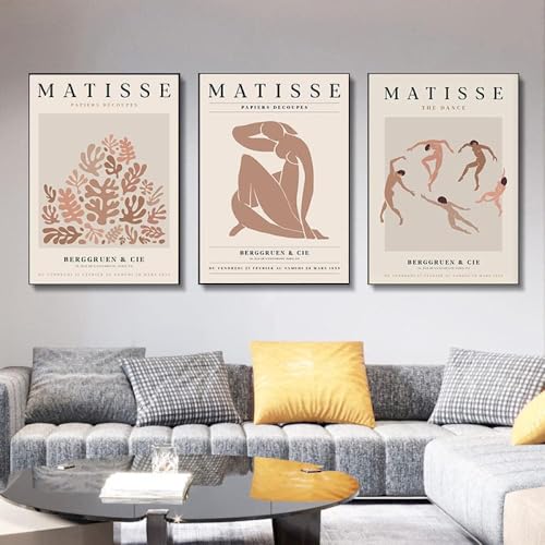 Affiches Matisse peinture abstraite vintage sur toile lot de 3 décor 40x60cm sans cadre