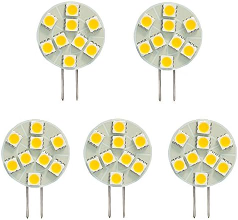 SG4-9T-CW Side Pin G4 LED Disc Halogen Replacement Bulb, 1.8W, 15-20W Equal, Cool White 6000K, 5-Pack(Not Dimmable)
