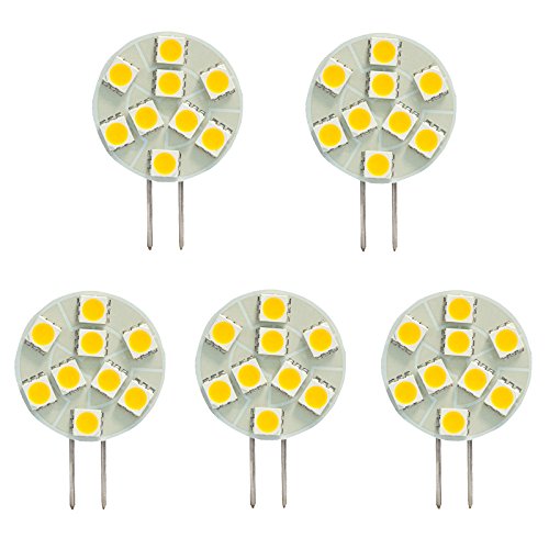 SG4-9T-WW Side Pin G4 LED Disc Halogen Replacement Bulb, 1.8W, 15-20W Equal, Warm White 3000K, 5-Pack(Not Dimmable)
