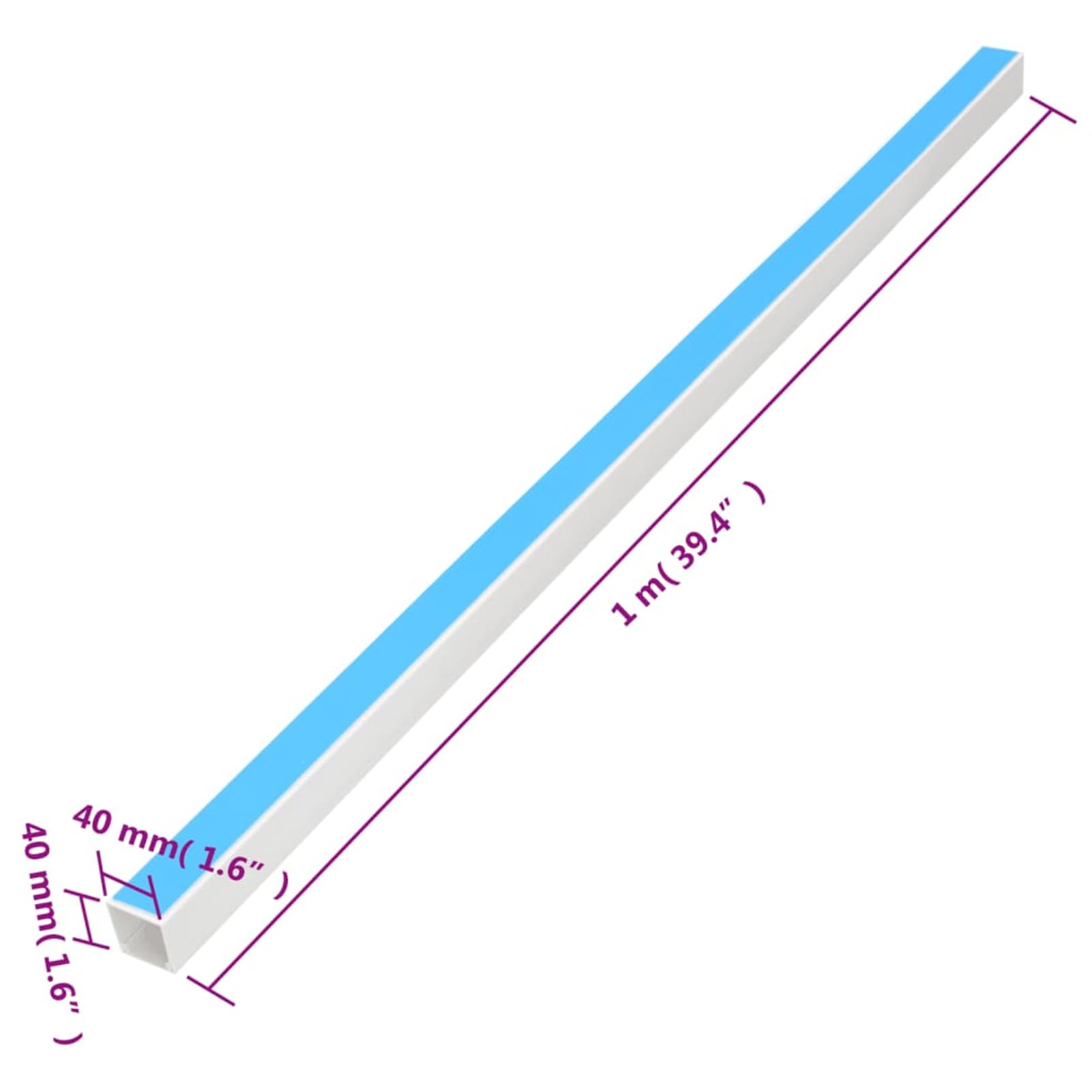 Canalina per Cavi Autoadesiva 40x40 mm 10 m in PVC-Electric Canaline di Varie Dimensioni per cablaggi in plastica passacavi Bianco coprifili a Parete con Copertura Ottima qualità