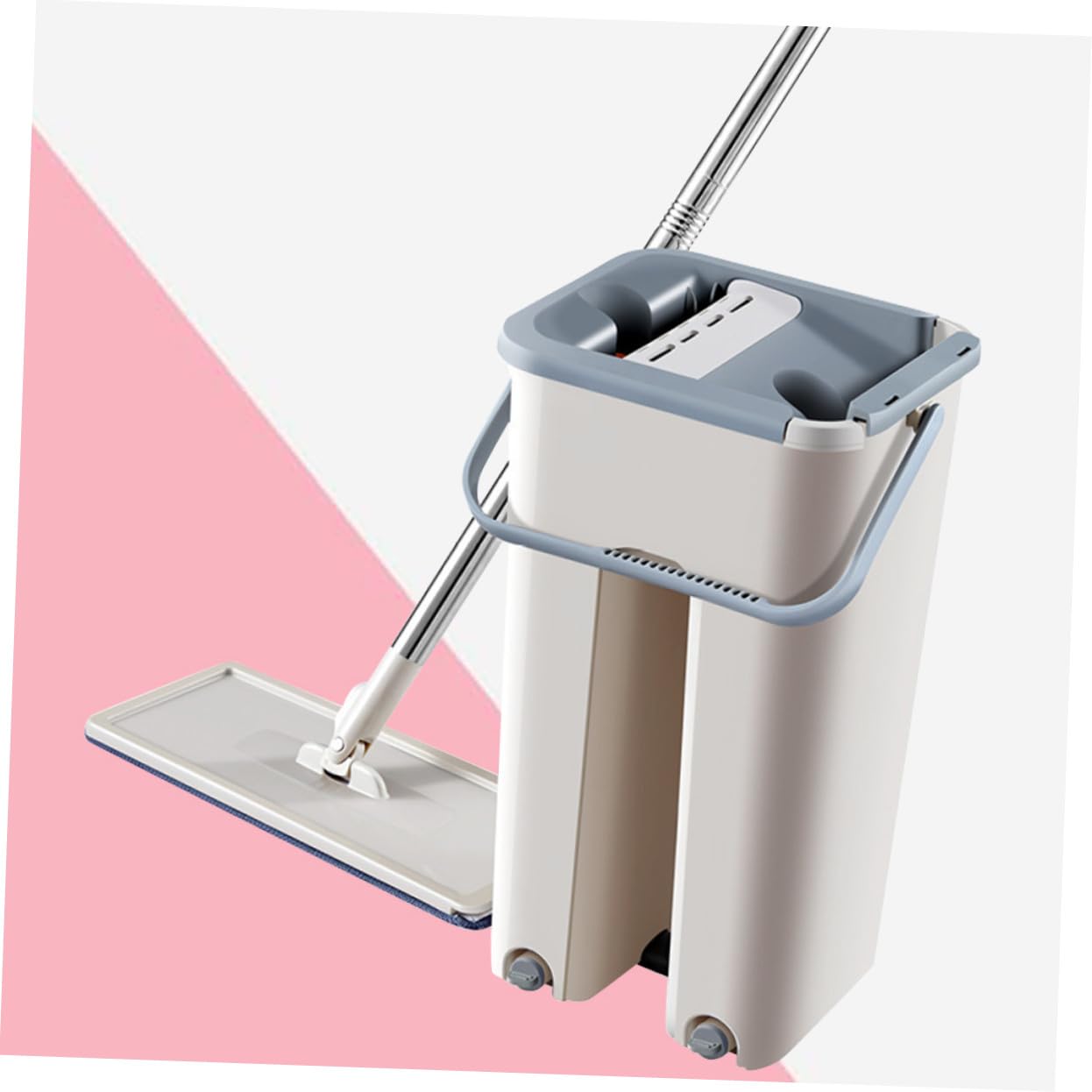 Fregona Plana con Cubo Escurridor Mopas Microfibra Reutilizables Mopa para Polvo y Suciedad Herramienta Limpieza Hogar Fácil Almacenamiento y Uso