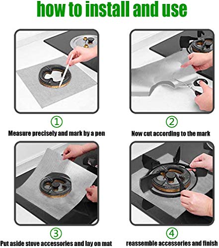 image for T Tersely 8-Pack Reusable Non-Stick Foil Gas Hob Range Stove Top Burne