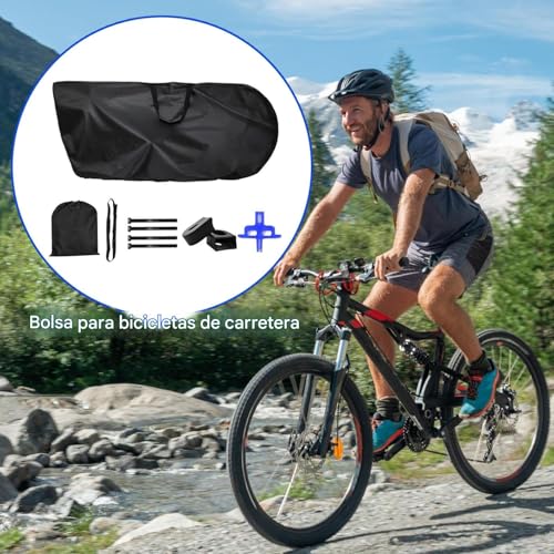 Bolsas de transporte para bicicletas y protector impermeable de ruedas para viaje en coche y avión 7