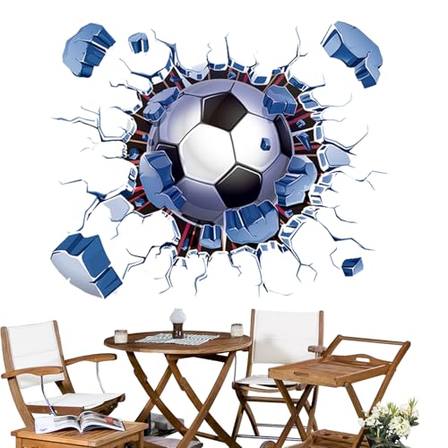 Calcomanía de pared de baloncesto, calcomanía visual 3D agrietada para pared con bola de romper a través de la decoración, decoración 3D de bola visual para niños, decoración para dormitorio, sala de