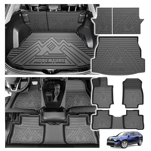 Powerty Floor Mat for Toyota RAV4 2019-2025, All Weather Cargo Mat Trunk Mat Liner with Backrest Mat...