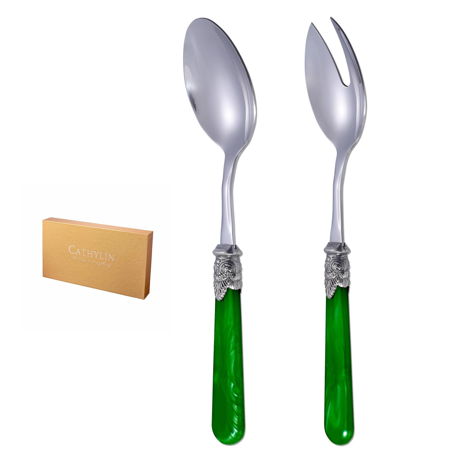 Red Stainless Steel Salad Servers - Set of 2 -11