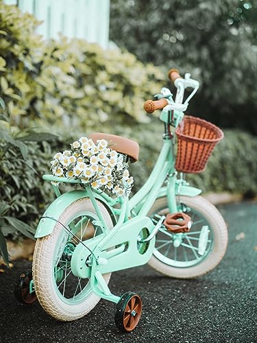 Image of JOYSTAR Girls Bike for 2-12 Years Old Toddlers and Kids, 12 inch 14 inch 16 inch 18 inch 20 inch Retro Style Kids Bike with Training Wheels, 18 20 Inch Children Bicycle with Kickstand