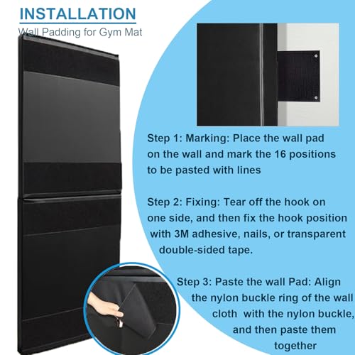Image of Basketball Wall Panels, 2 inch Thick Wall Pads for Gym, Gym Wall Padding with Waterproof Leather, Anti Collision Padded Foam Mat Protection for Kids Basketball Hoops