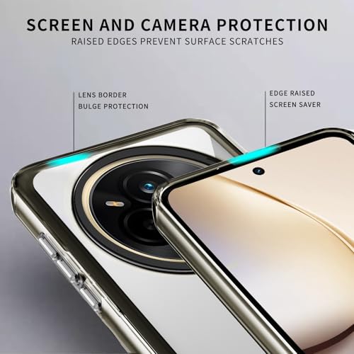 Image of Kapa Warrior Acrylic Clear Back Cover for Realme 14 Pro 5G | Slim Shockproof [Military Grade Protection] Hybrid Bumper Case (Grey Sides)