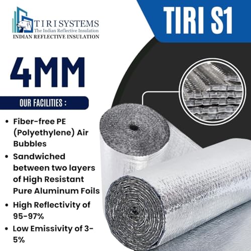 Image of Aluminium Silver Bubble Sheet Thick for Light Weight Reflective Insulation Waterproof, Solar Heat,Partition- 12mm x 1 Mtr (# Not Metal) Made of Virgin Plastic (Pack of 1)