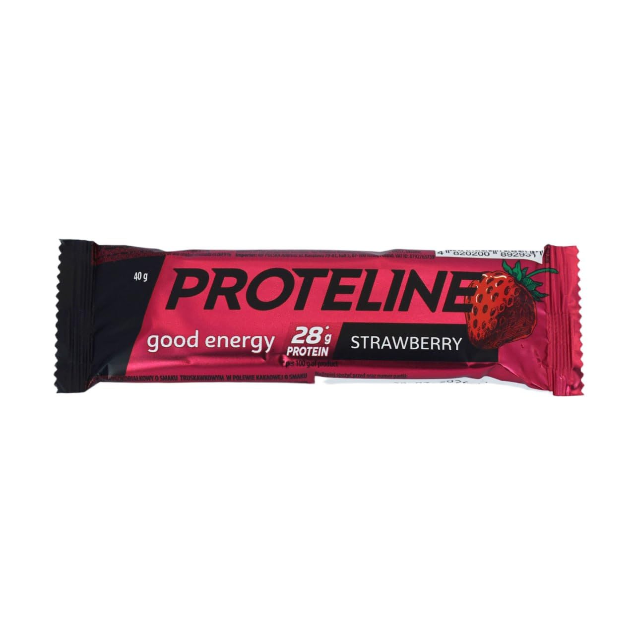 Baton Proteinowy Truskawkowy 28 g Białka, 24 x 40 g – Wysokobiałkowa Przekąska dla Sportowców, Fit Baton po Treningu