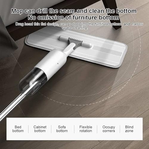 Image of 360 Rotating Spray Mop Kit, 3 Interchangeable Head Includes Rectangle and Round Mop Head for Floor Cleaning and Window Cleaning Head with 4Pcs Washable Microfiber Mop Pad for Wet and Dry Use