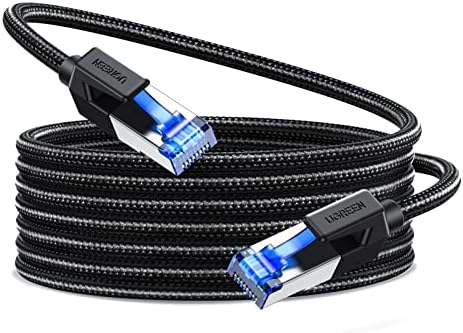 UGREEN Kabel Ethernet CAT 8 RJ45 w oplocie 40Gbps 2000MHz kompatybilny z Switch, Ps4, Ps5, Xbox One, routerem, Smart TV itp. (20M)
