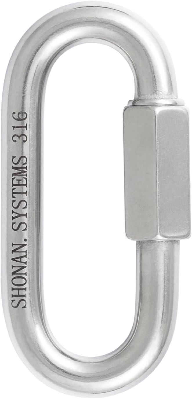 SHONAN Heavy Duty Marine Chain Quick Links, Stainless Steel Chain Connectors, Corrosion Resistant Locking Carabiners
