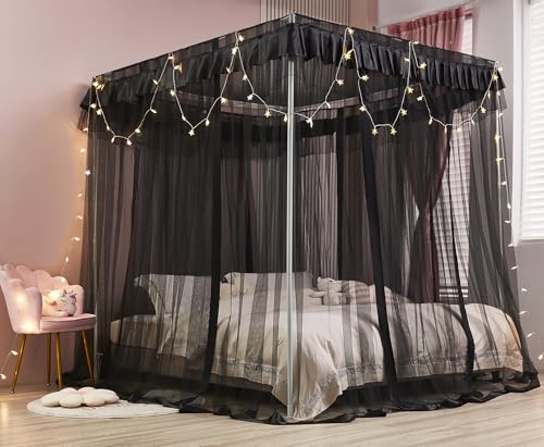 Ciel de lit princesse noir pour créer un coin lecture cosy dans une chambre de fille