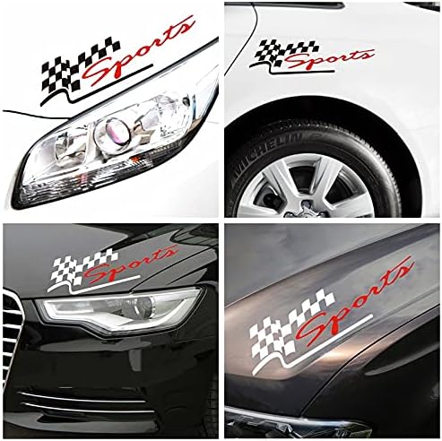 Miniatura 5 de Pegatinas para coche deportivo, bandera a cuadros, cubierta delantera de coche, calcomanía reflectante para cejas, calcomanías de vinilo para el