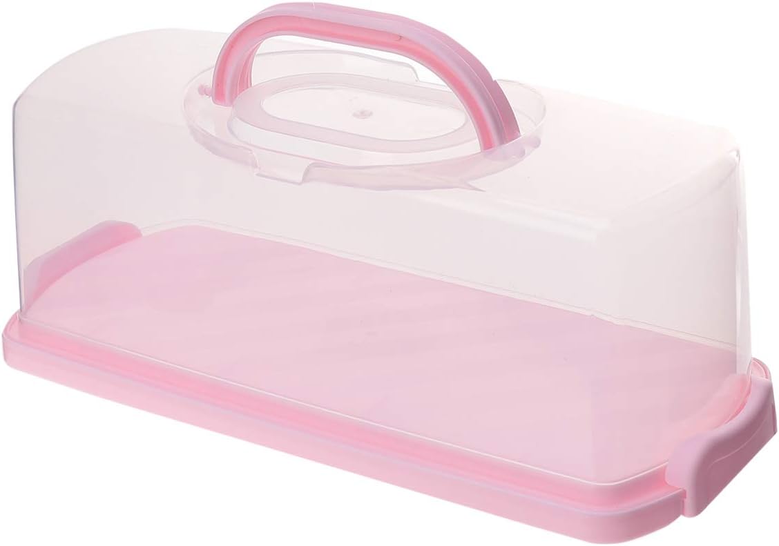 Hemoton Portable Bread Box with Handle Transparent Loaf Bread Box Storage Container for Cakes Pastries and Buns Rectangular Food Carrier 14.17 X 6.18 X 5.31 Inches