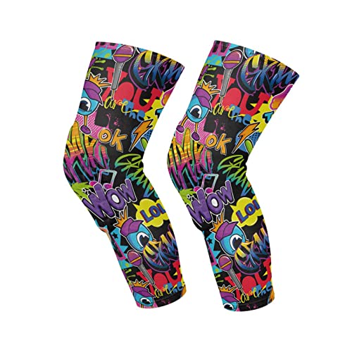 Basketball Knee Pads Youth Wrestling Knee Pads With Sleeves Kids Bball Knee Pad For Volleyball Football Comics Graffiti 1 Pair #TOP28