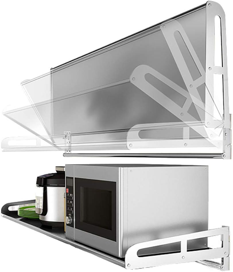 Foldable Stainless Steel Microwave Oven Wall Mount Shelf