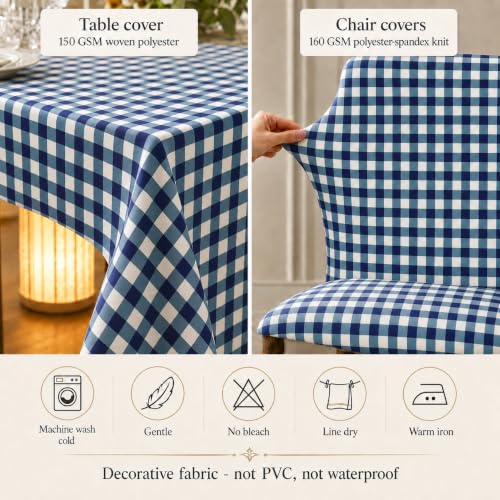 Image of Cloth Fusion Dining Table Cover with 6 Chair Covers, 6 Seater Table Cloth | Table cover and every chair cover in one matching print; 4-way stretch chair covers; 6 designs; washable, not PVC