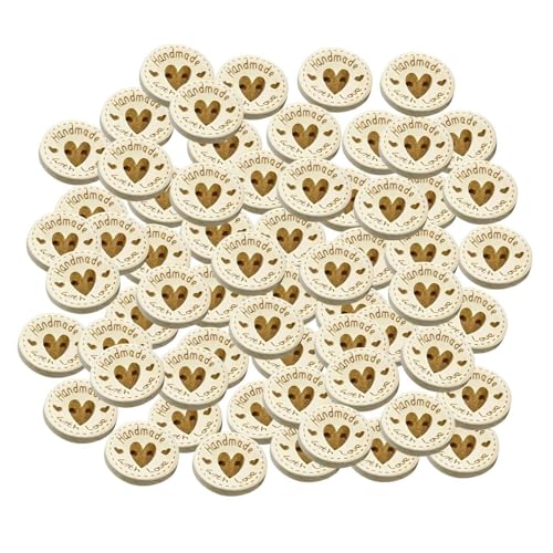SLAXJNE 100 Bottoni in Legno A Forma di Cuore, Rotondi con Doppio Occhio, per Cardigan, Lavorati A Maglia, Fatti A Mano Fai da Te (15 Mm)