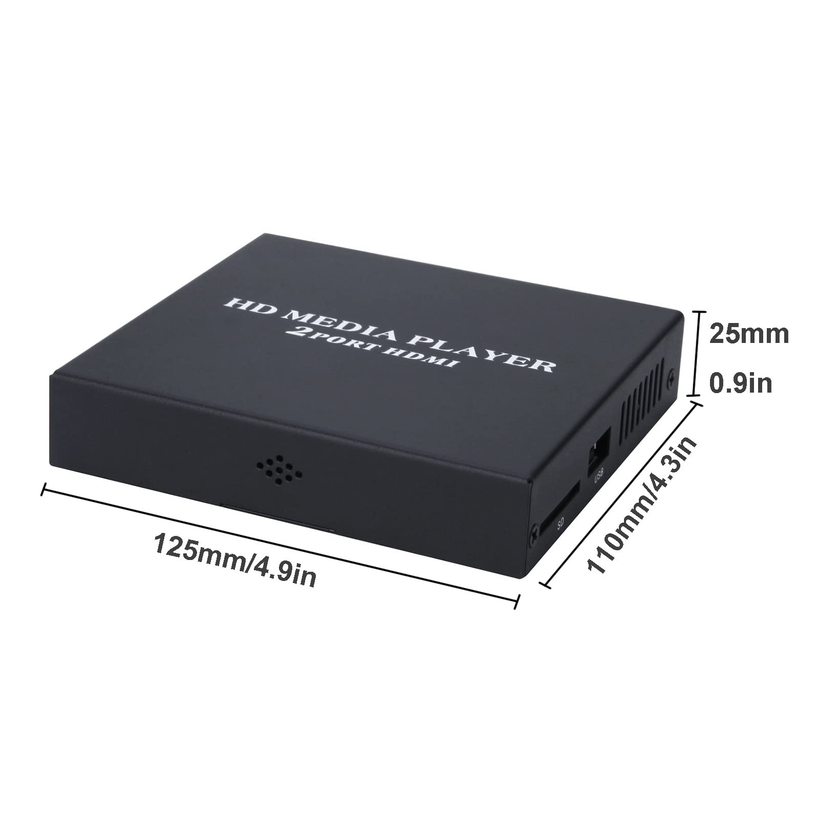 1080p HD TV Media Player - Lit Tous Les Fichiers De Disques Durs USB - 2 Sorties simultanées HDMI - Charge la ​Rotation, Le Zoom et Le diaporama