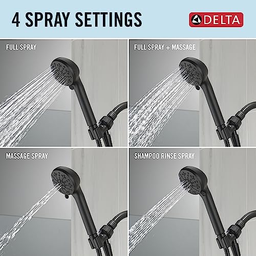 Delta Faucet 4-Setting Handheld Shower Head, Black Shower Head with Hose, Showerheads & Handheld Showers, Handheld Shower Heads, Detachable Shower Head, Hand Shower 1.75 GPM, Matte Black 75413BL - image 6