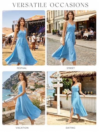 Image of BROVAVE Women's 2026 Summer Casual Boho Sundress Spaghetti Strap Midi Dress