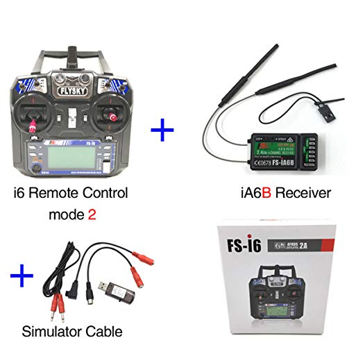 Flysky FS-i6 6CH 2.4GHz AFHDS RC Transmitter w/FS-iA6B Receiver+Simulator Cable for RC Multirotor