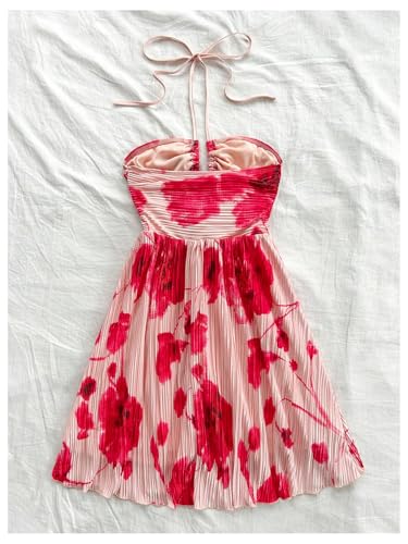 SOLY HUX Women's Tie Dye Cami Dress Halter Backless Sleeveless A Line Short Summer Dresses Sundress2