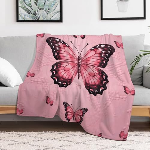 Couverture flanelle papillons cadeau idéal douceur lit canapé